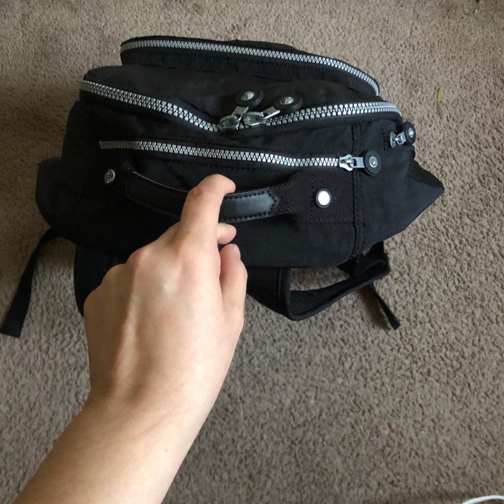 Kipling Black Nylon Backpack with Monkey Charm - Picture 7 of 13